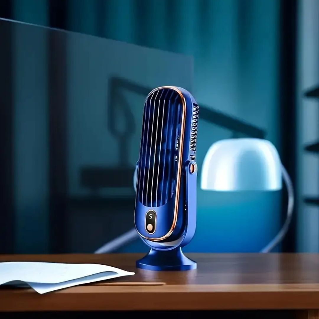 Cichy wentylator biurkowy USB z akumulatorem – kompaktowy i nowoczesny, widok 0