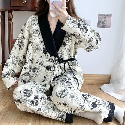 Cudna Młodych Mam Zestaw Piżamy Poporodowej – Wygodny Dekolt V dla Relaksu i Komfortu [piżama poporodowa] 0