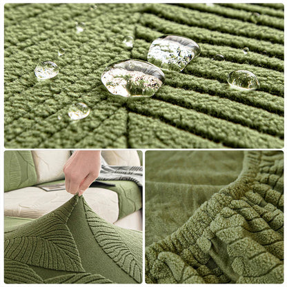 Czarna Elegancka Narzuta na Sofę – Stylowy Żakardowy Design z Motywem Liści, Ochrona Mebli, Łatwa Pielęgnacja [narzuta na sofę] 8