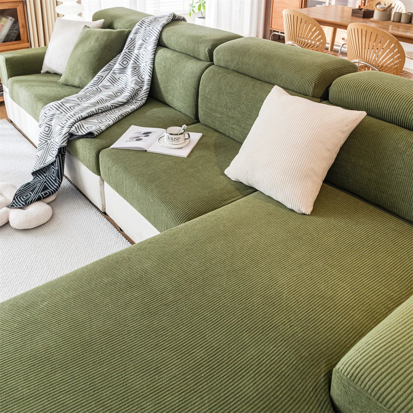 Czarny Sztruksowy Narzuta na Sofę – Rozciągliwy Materiał, Stylowy Design i Ochrona przed Zarysowaniami [narzuta na sofę] 3