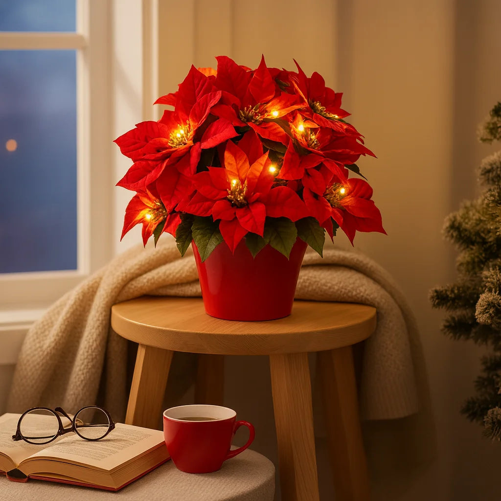 Dekoracyjny Kwiat LED Ruby Glow Blossom – Czerwony, Energooszczędny, Idealny do Wnętrz, Ciepła Biel 3