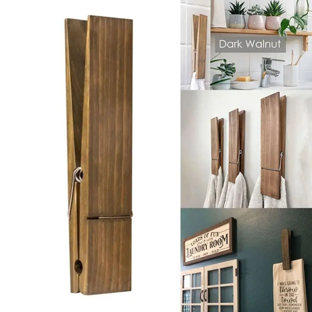 Drewniana Klipsa do Ręczników MegaGrip – Duża Klipsa do Łazienki, Naturalne Drewno, Nowoczesny Design 2