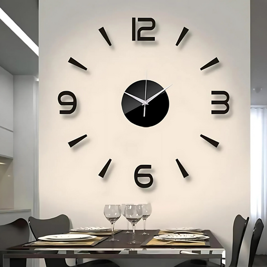 Duży Czarny Zegar Ścienny Chrona – Nowoczesny Zegar na Ścianę do Salonu, 60-90 cm 0