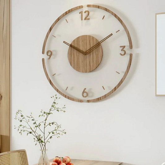Duży Zegar Ścienny Nock z Akrylu i Drewna – Cichy Mechanizm Kwarcowy, Idealny Zegar na Ścianę do Salonu, 30 cm 0