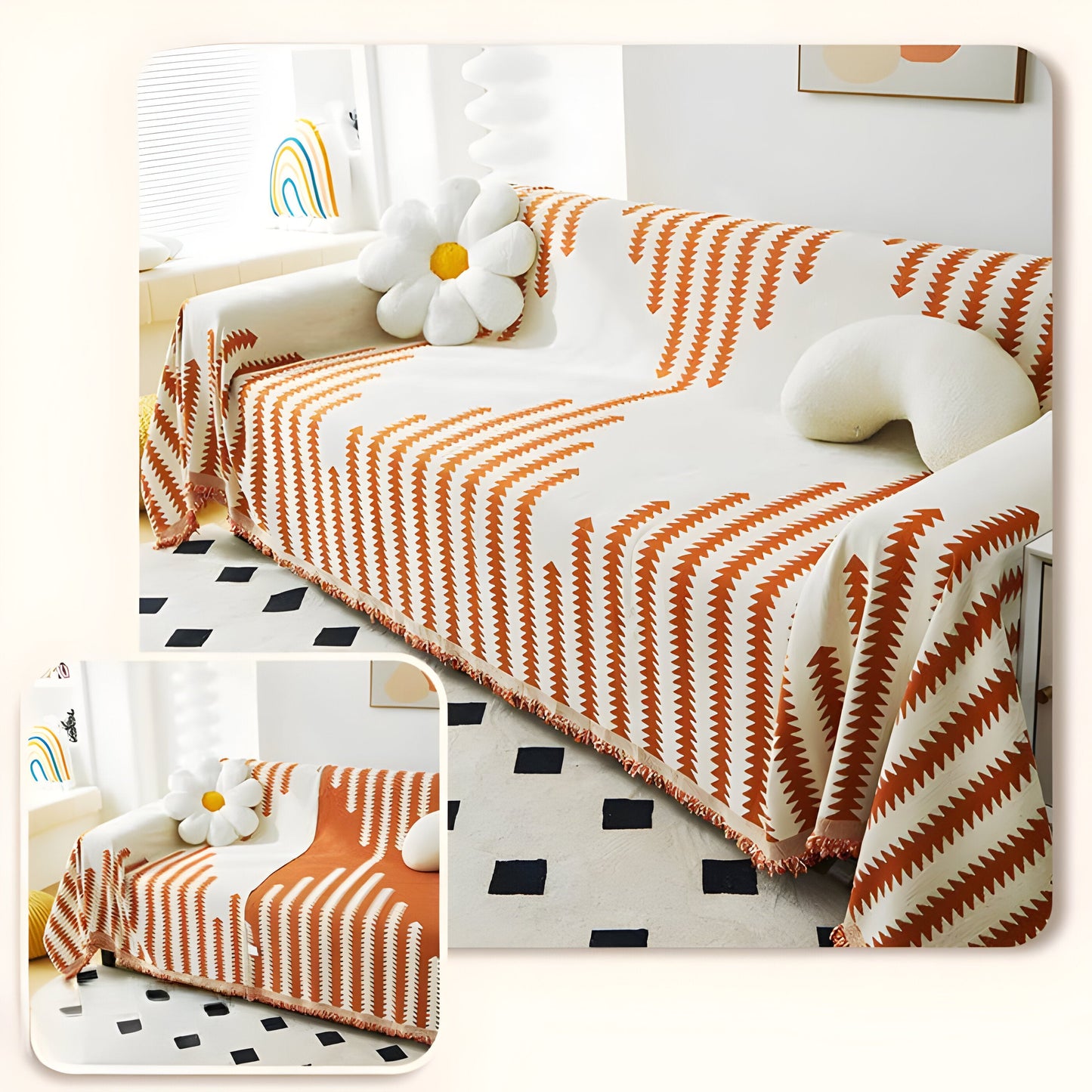 Dwustronny pokrowiec na sofę z materiału chenille – Uniwersalny i elegancki, idealny do ochrony mebli na każdą porę roku 6