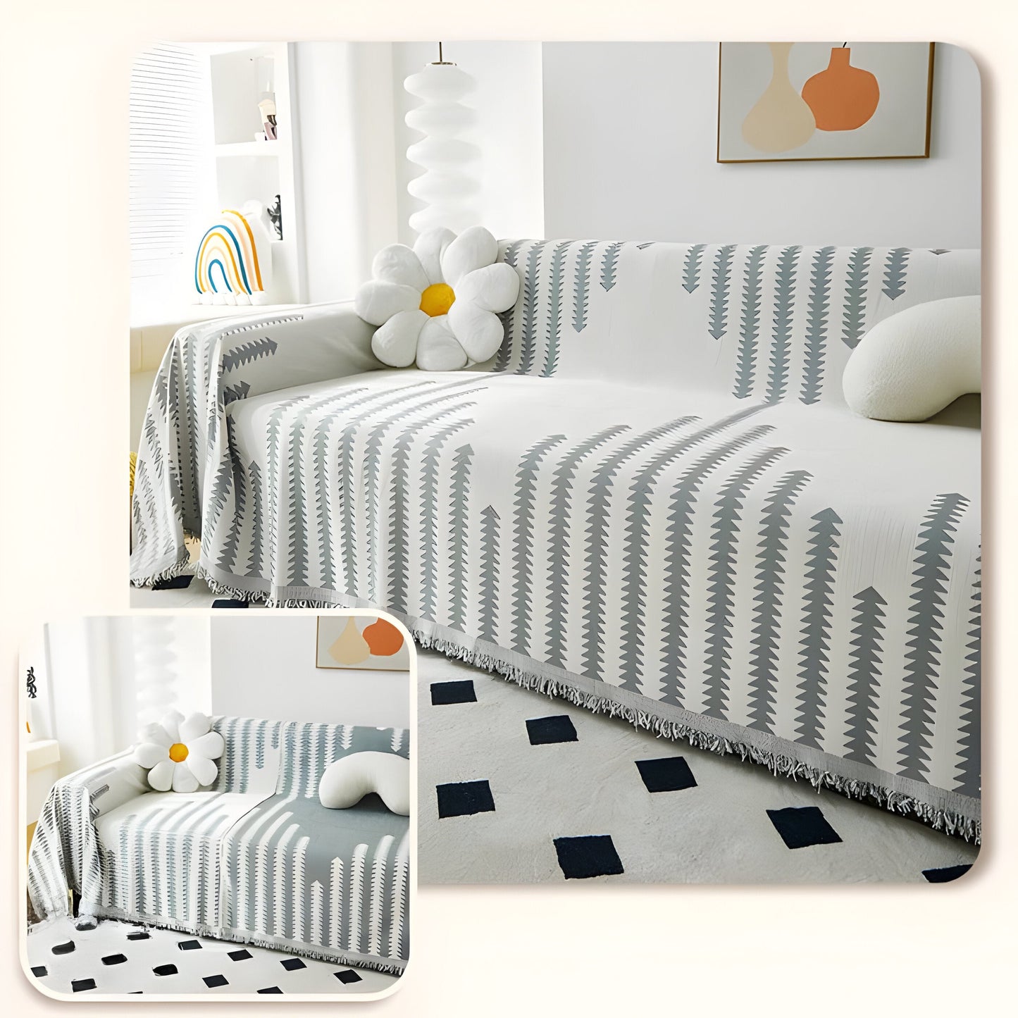 Dwustronny pokrowiec na sofę z materiału chenille – Uniwersalny i elegancki, idealny do ochrony mebli na każdą porę roku 7