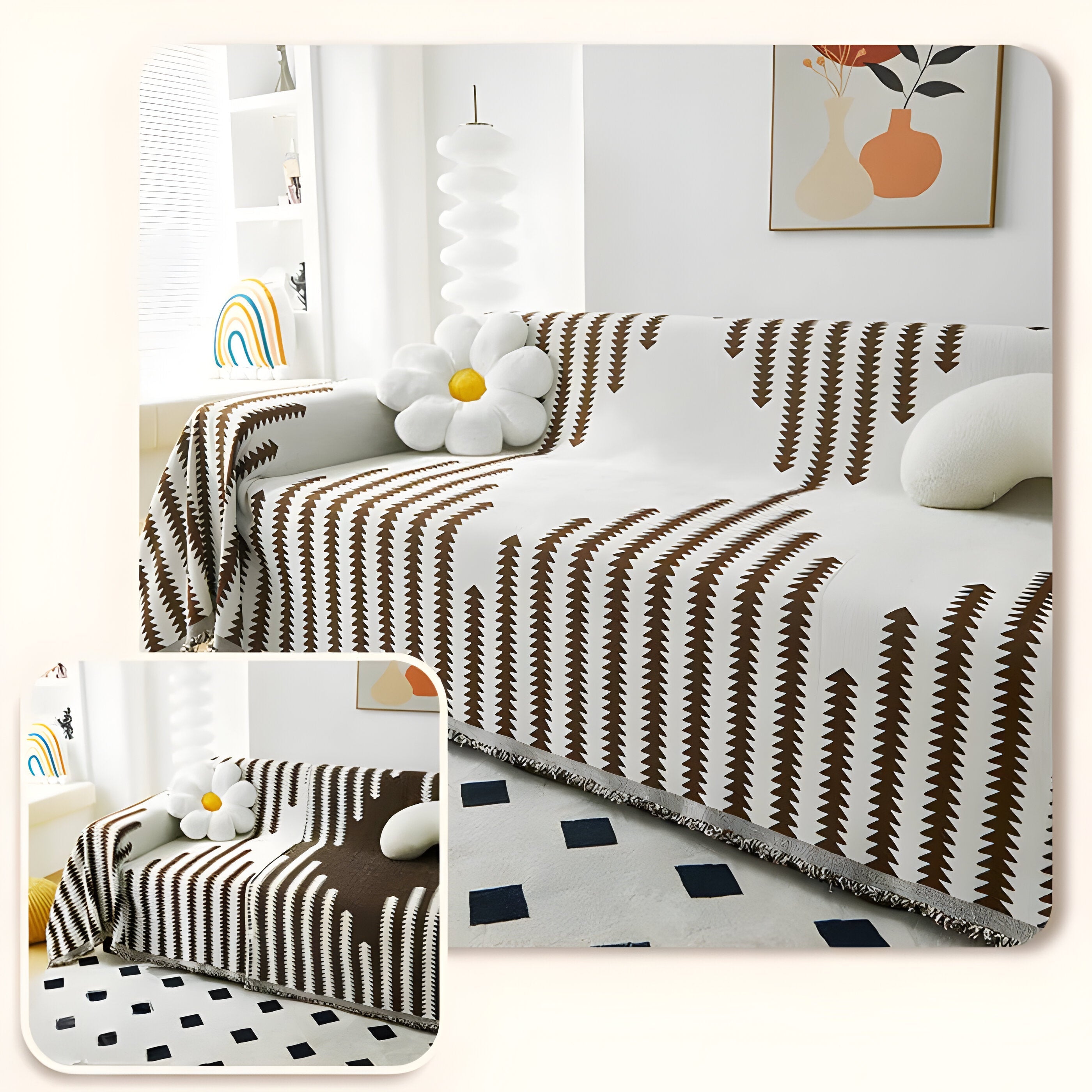 Dwustronny pokrowiec na sofę z materiału chenille – Uniwersalny i elegancki, idealny do ochrony mebli na każdą porę roku 8