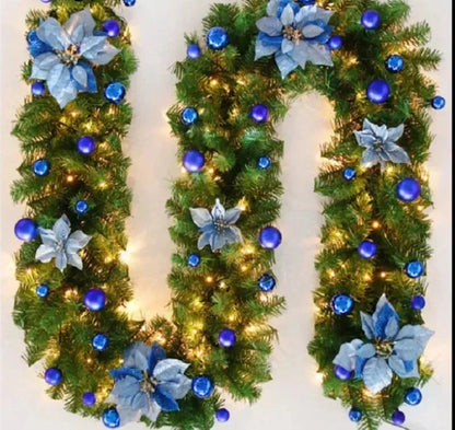 Elegancka Girlanda Rattanowa z Oświetleniem LED – 270 cm Świąteczna Dekoracja do Schodów i Kominków 2