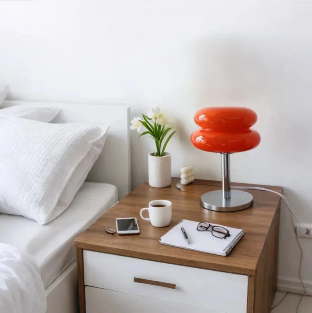 Elegancka Lampa Stołowa Szklana LED – Ciepłe Światło, Czarna Lampka do Salonów i Sypialni 6