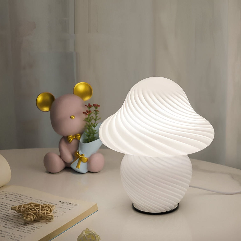 Elegancka Lampa Stołowa Szklana w Kształcie Grzyba z Regulowanym Oświetleniem – Idealna do Salonów i Sypialni 5