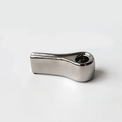 Elegancki Świecznik Ceramiczny w Geometrycznym Kształcie – Srebrne Wykończenie, 15 cm do Wnętrz 12