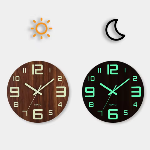Elegancki Zegar Ścienny z Nocnym Podświetleniem – Bezszelestny Zegar do Sypialni i Salonu, Nowoczesny Design 2