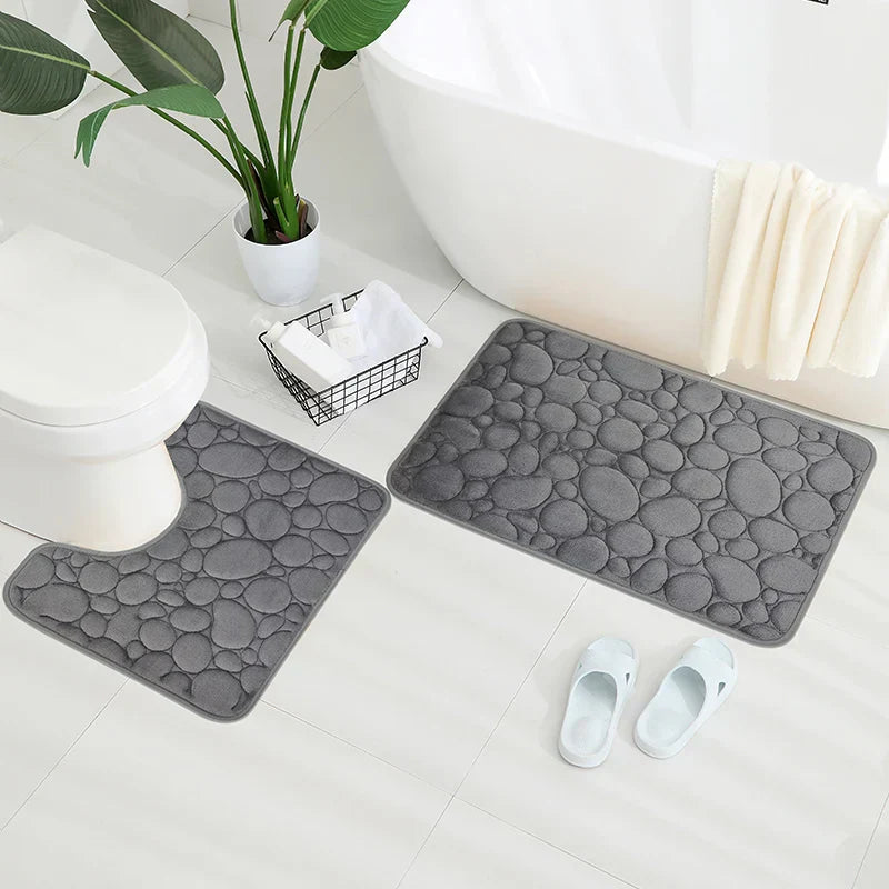 Eleganckie Dywaniki Łazienkowe Szare z Antypoślizgową Podstawą – Miękki Dywanik Łazienkowy 50x80 cm i 40x60 cm 1