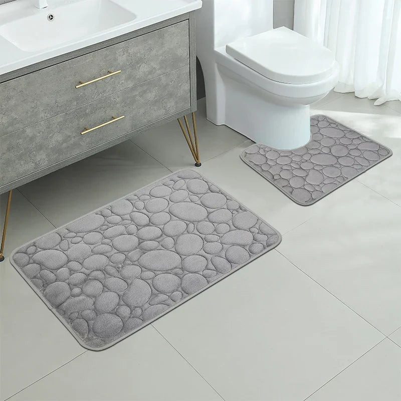 Eleganckie Dywaniki Łazienkowe Szare z Antypoślizgową Podstawą – Miękki Dywanik Łazienkowy 50x80 cm i 40x60 cm 2