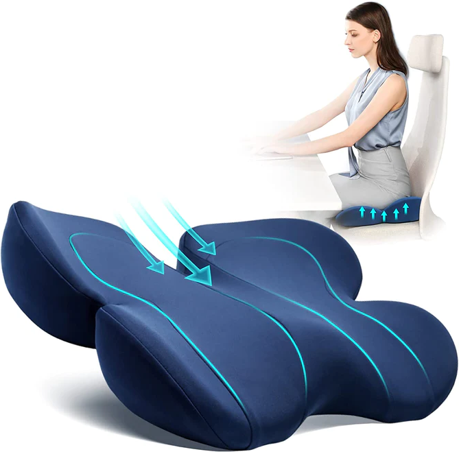 Ergonomiczna Poduszka Siedząca z Memory Foam – U-kształtne Wsparcie dla Pleców, Oddychający Pokrowiec, Antypoślizgowa Podstawa 0