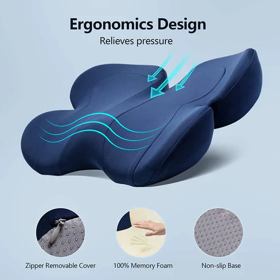 Ergonomiczna Poduszka Siedząca z Memory Foam – U-kształtne Wsparcie dla Pleców, Oddychający Pokrowiec, Antypoślizgowa Podstawa 3