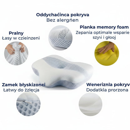 Ergonomiczna Poduszka z Memory Foam – Wsparcie Szyi, Redukcja Bólu, Regulowana Temperatura, Uniwersalna do Snu 6