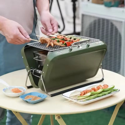 Przenośny grill BBQ na węgiel – ruszt chromowany i tacka ze stali 410