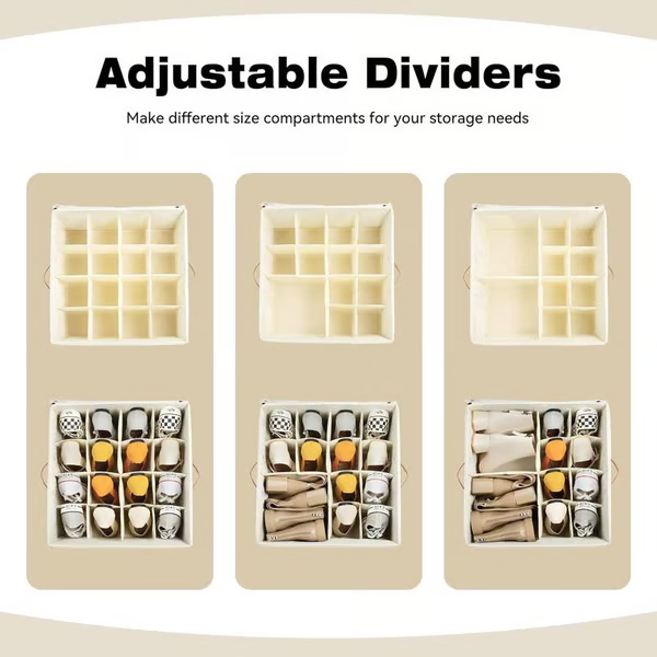 Faltowa Skrzynka na Buty na 16 Par – Przezroczysty Pokrywka, Wymiary 43x32x30 cm, Stabilna Konstrukcja z Materiału Oxford 8