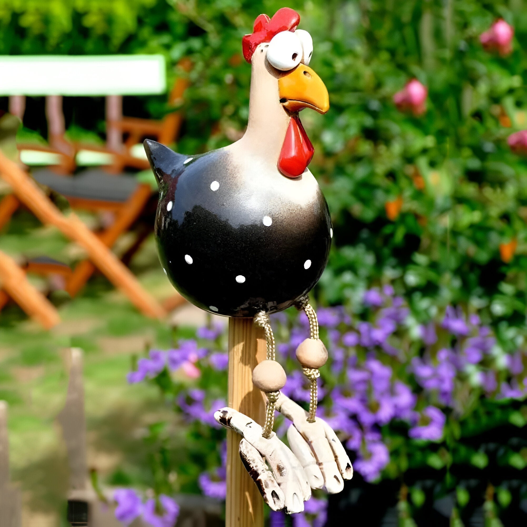 Figurka kurczaka Cluckoo, odporna na warunki atmosferyczne – zabawny wzór do dekoracji ogrodu i patio 4