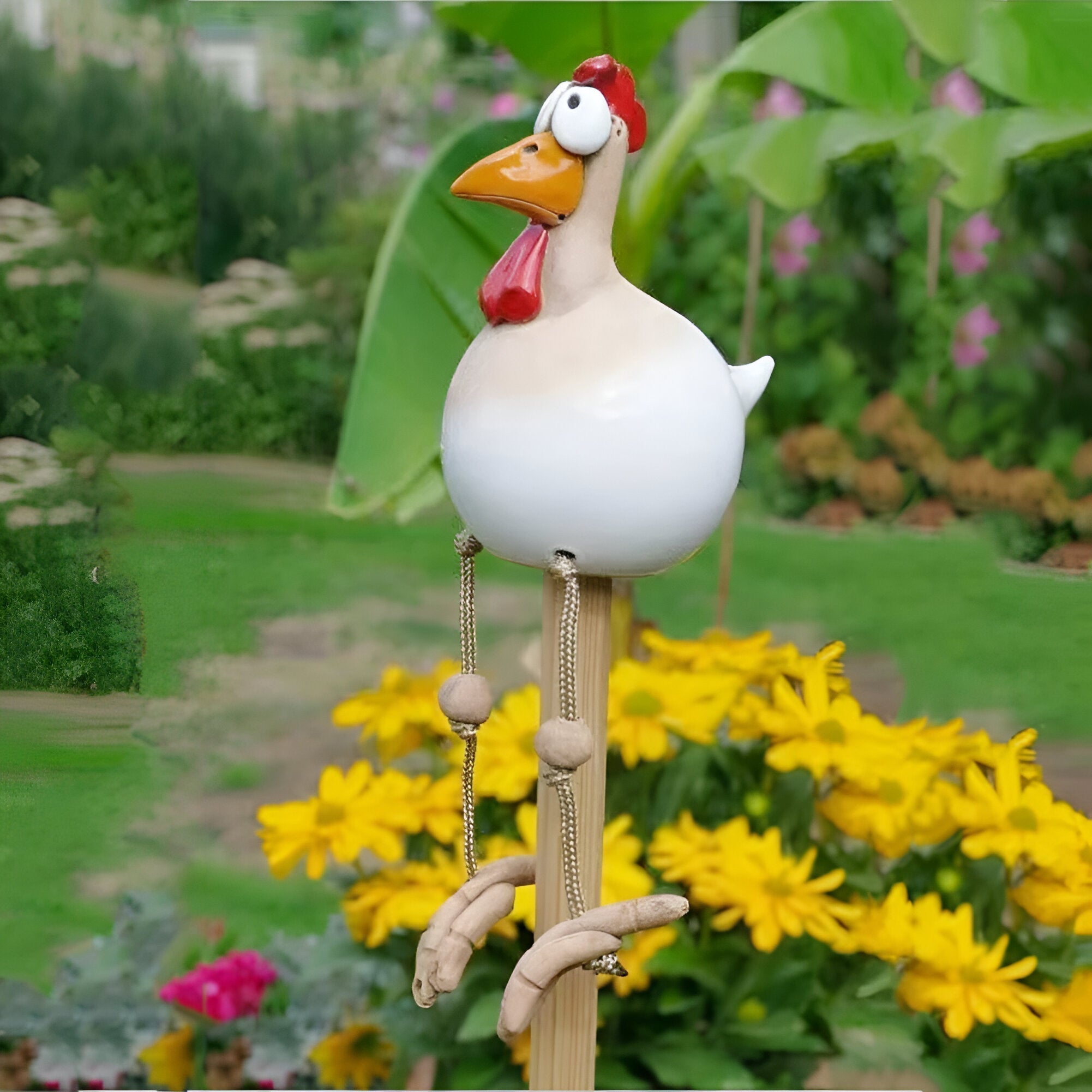 Figurka kurczaka Cluckoo, odporna na warunki atmosferyczne – zabawny wzór do dekoracji ogrodu i patio 6