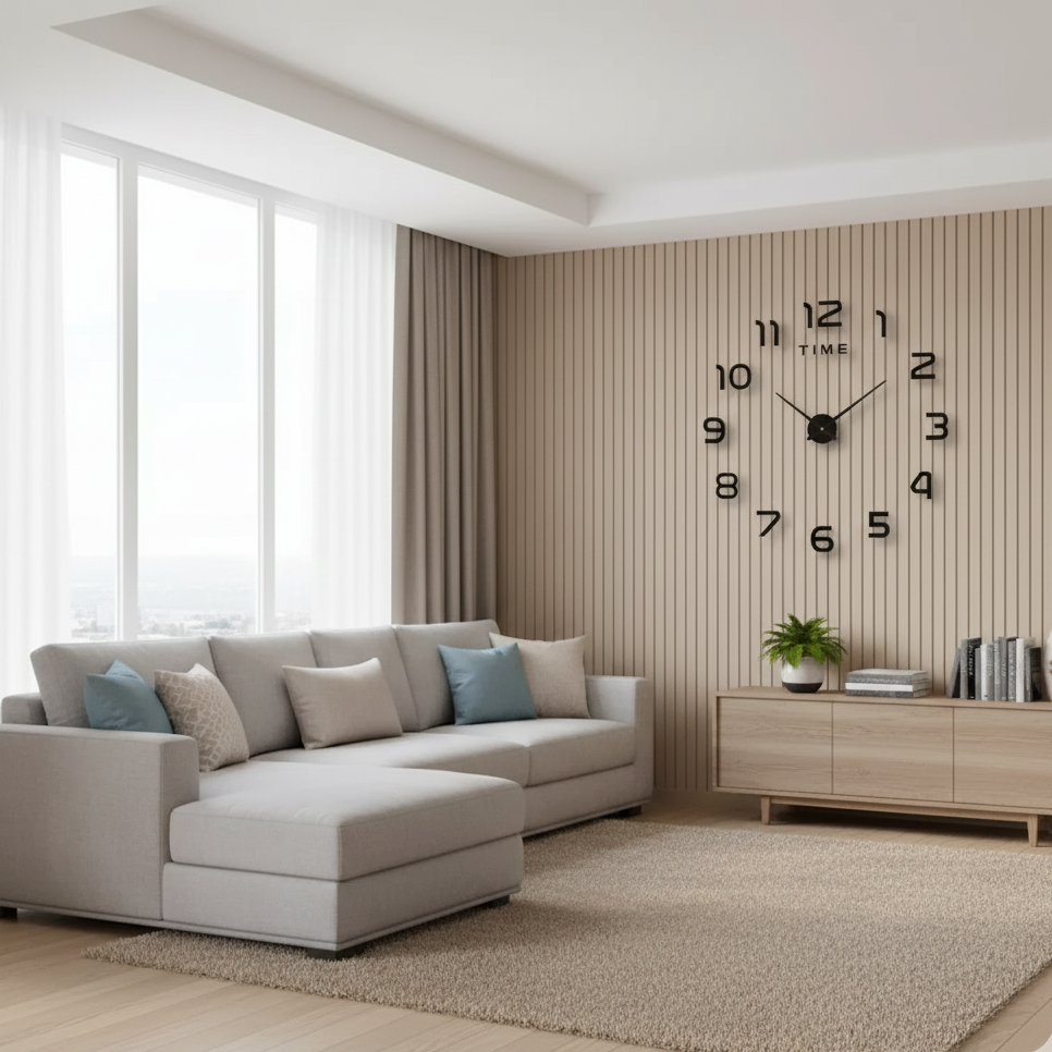 Duży Czarny Zegar Ścienny Chrona – Nowoczesny Zegar na Ścianę do Salonu, 60-90 cm