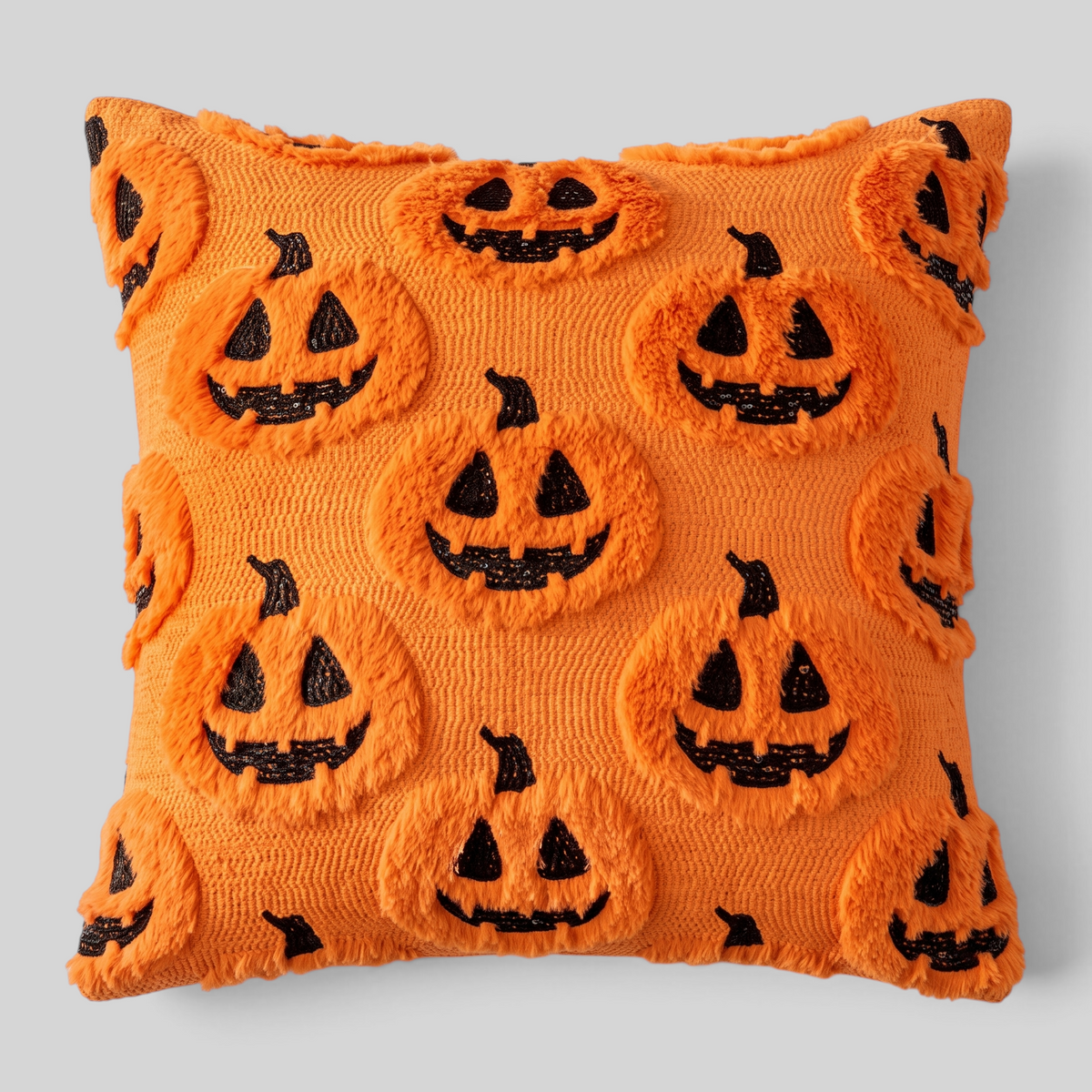 Dekoracyjna poduszka Halloween z motywem duchów i dyń – kolor pomarańczowy