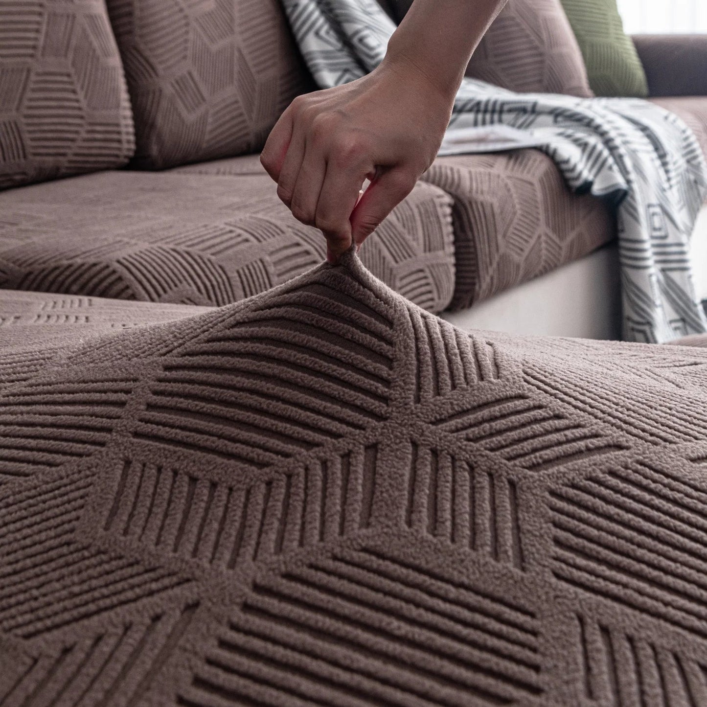 Gorący Uniwersalny Pokrowiec na Kanapę – Geometryczny Design, Ochrona Mebli i Przyjazny Zwierzętom [pokrowiec na sofę] 8