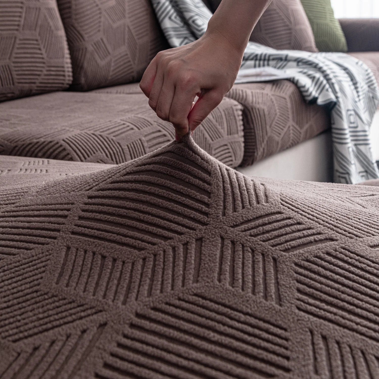 Gorący Uniwersalny Pokrowiec na Kanapę – Geometryczny Design, Ochrona Mebli i Przyjazny Zwierzętom [pokrowiec na sofę] 8