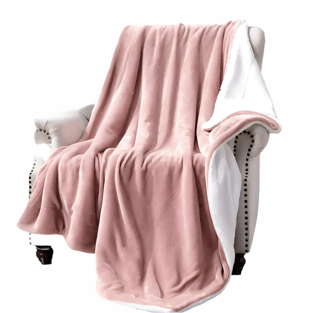 Gruby Ciepły Koc Fleece, Dwustronny Flanelowy Koc Sherpa, Idealny na Zimowe Wieczory, 70x100cm - Granatowy 3