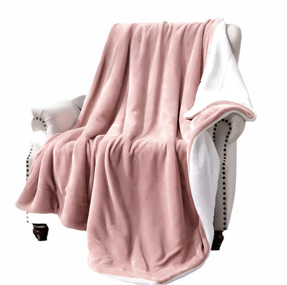 Gruby Ciepły Koc Fleece, Dwustronny Flanelowy Koc Sherpa, Idealny na Zimowe Wieczory, 70x100cm - Granatowy 3