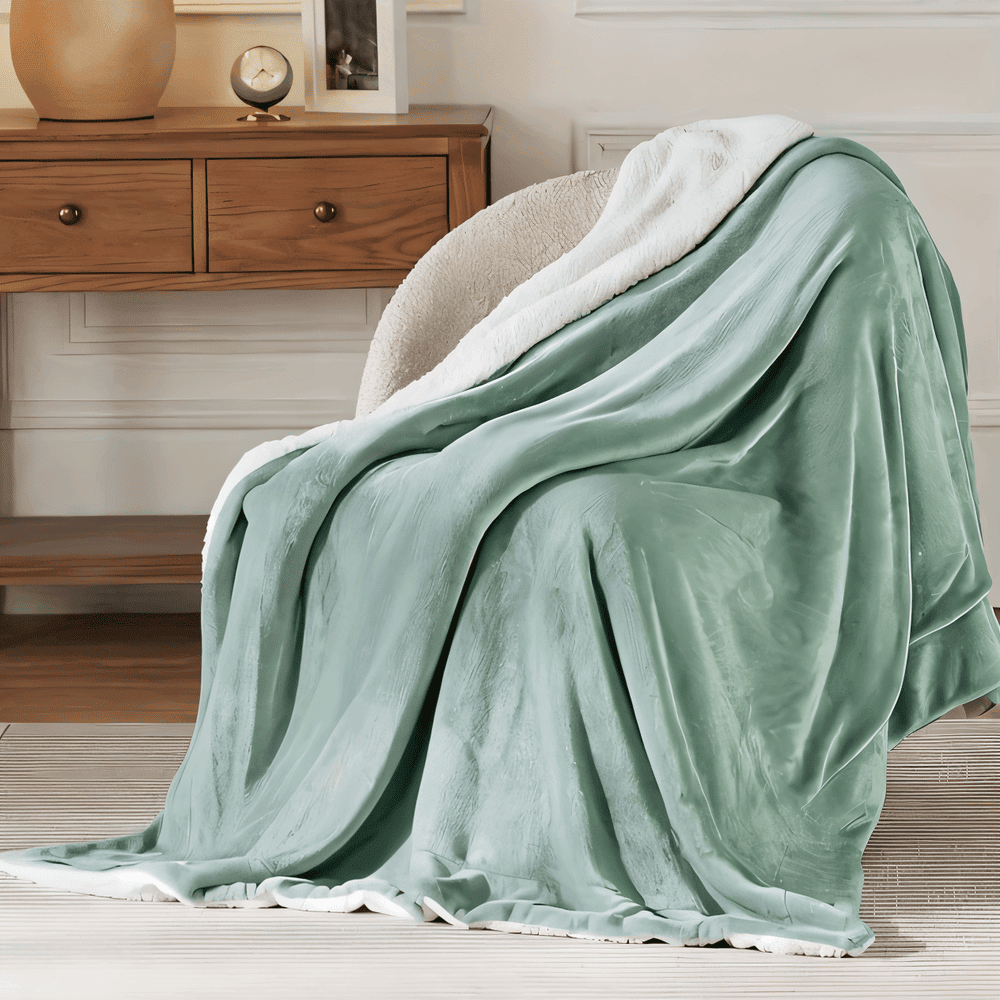 Gruby Ciepły Koc Fleece, Dwustronny Flanelowy Koc Sherpa, Idealny na Zimowe Wieczory, 70x100cm - Granatowy 4