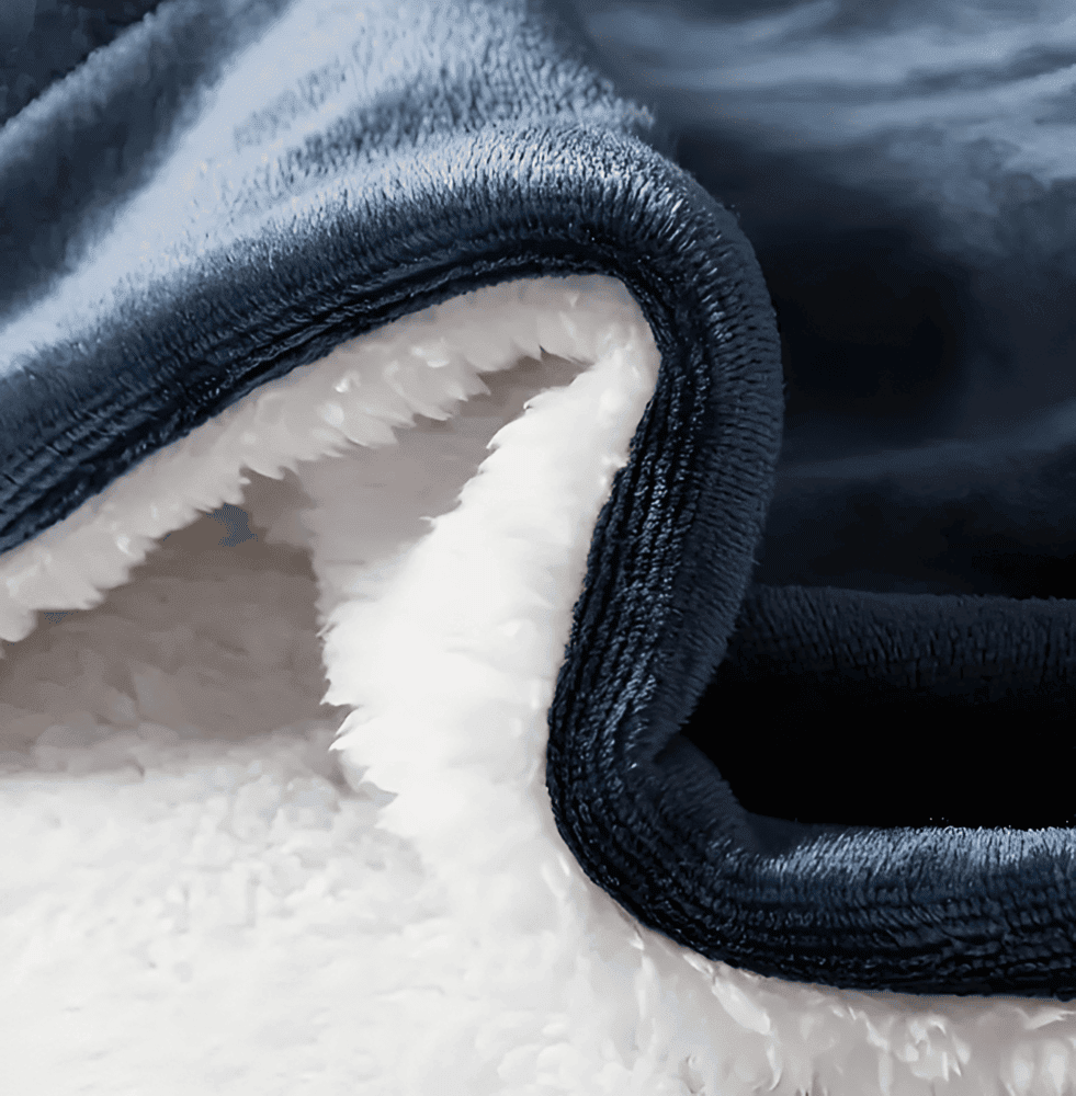 Gruby Ciepły Koc Fleece, Dwustronny Flanelowy Koc Sherpa, Idealny na Zimowe Wieczory, 70x100cm - Granatowy 5