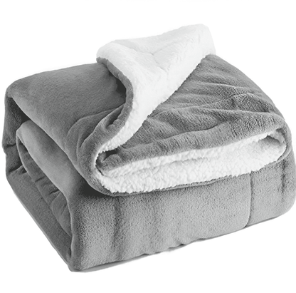 Gruby Ciepły Koc Fleece, Dwustronny Flanelowy Koc Sherpa, Idealny na Zimowe Wieczory, 70x100cm - Granatowy 7