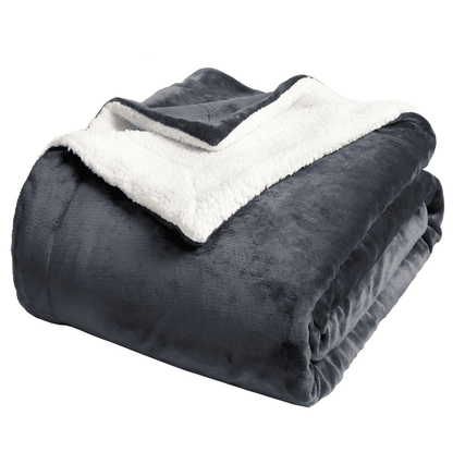 Gruby Ciepły Koc Fleece, Dwustronny Flanelowy Koc Sherpa, Idealny na Zimowe Wieczory, 70x100cm - Granatowy 8