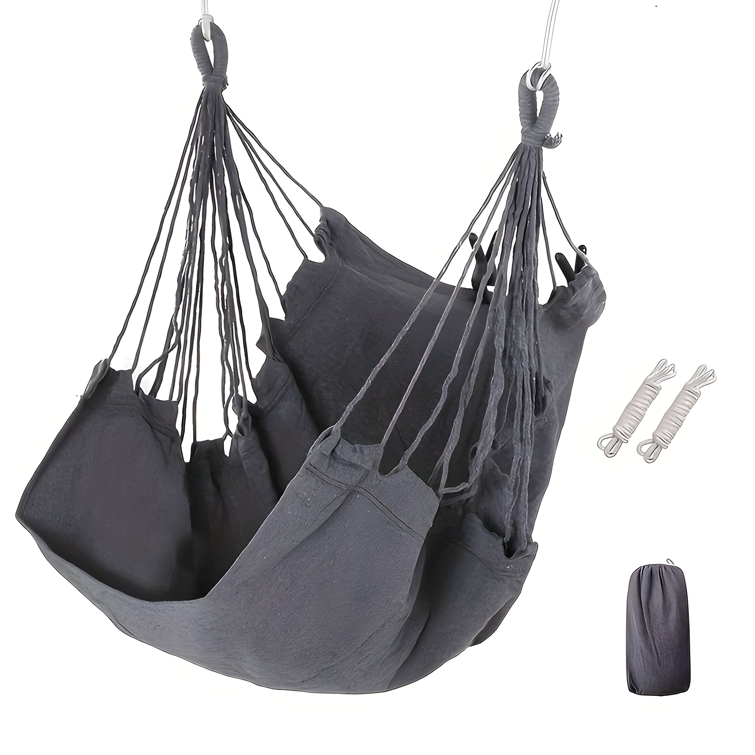 Hengekøye Hengestol z Ergonomicznym Wsparciem – Szary, Bawełna, 120x80 cm, Idealna do Ogrodu i Wnętrz 0