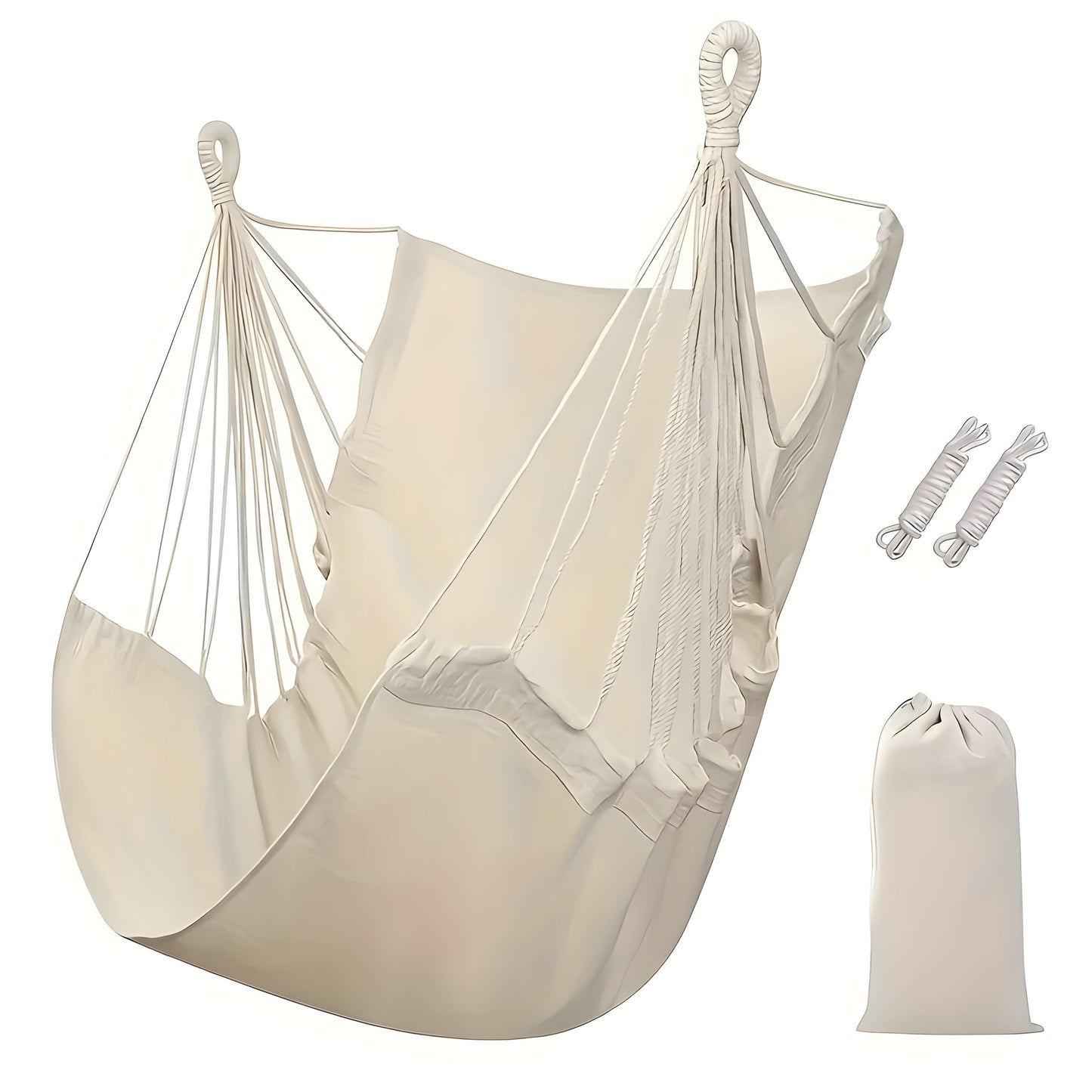 Hengekøye Hengestol z Ergonomicznym Wsparciem – Szary, Bawełna, 120x80 cm, Idealna do Ogrodu i Wnętrz 4
