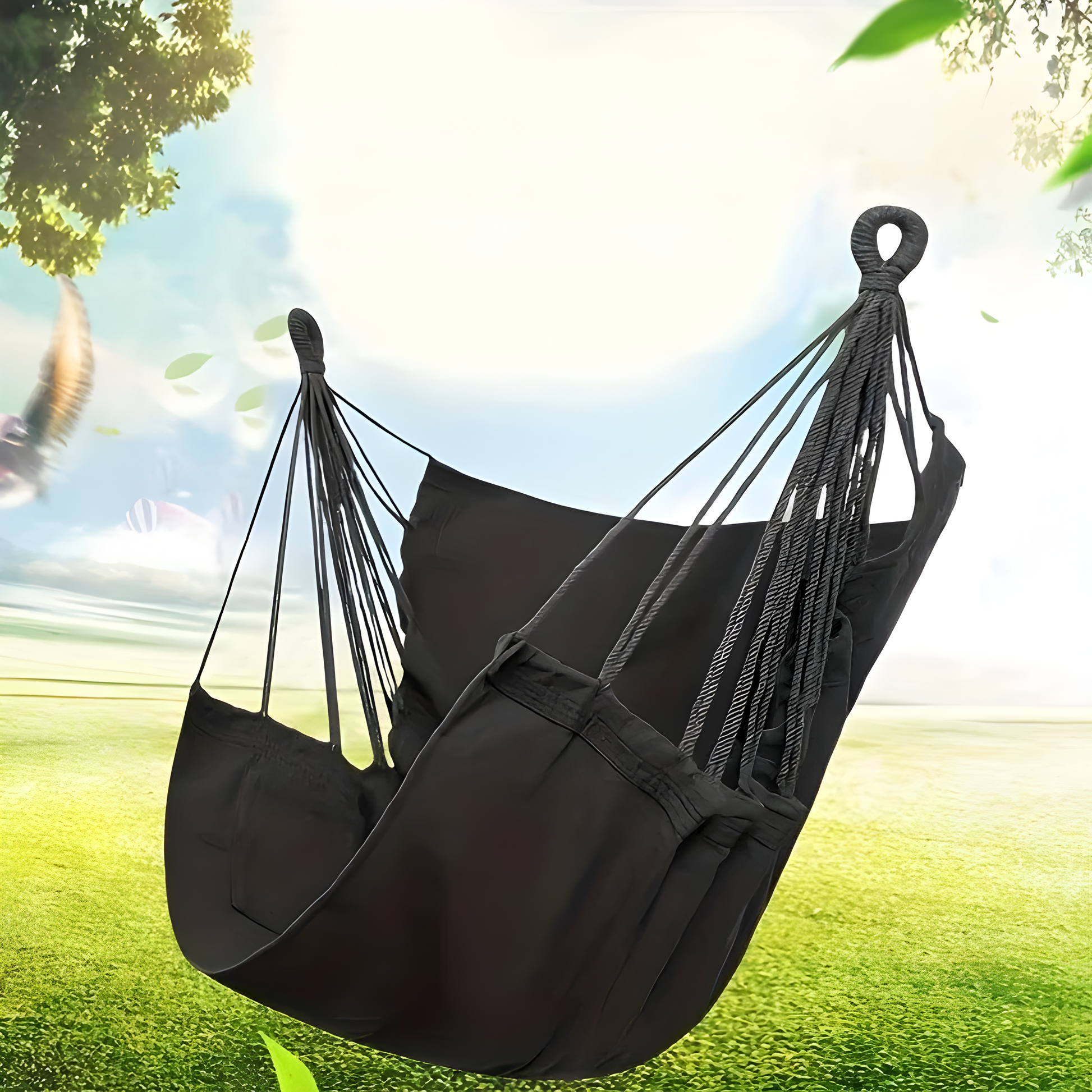 Hengekøye Hengestol z Ergonomicznym Wsparciem – Szary, Bawełna, 120x80 cm, Idealna do Ogrodu i Wnętrz 8