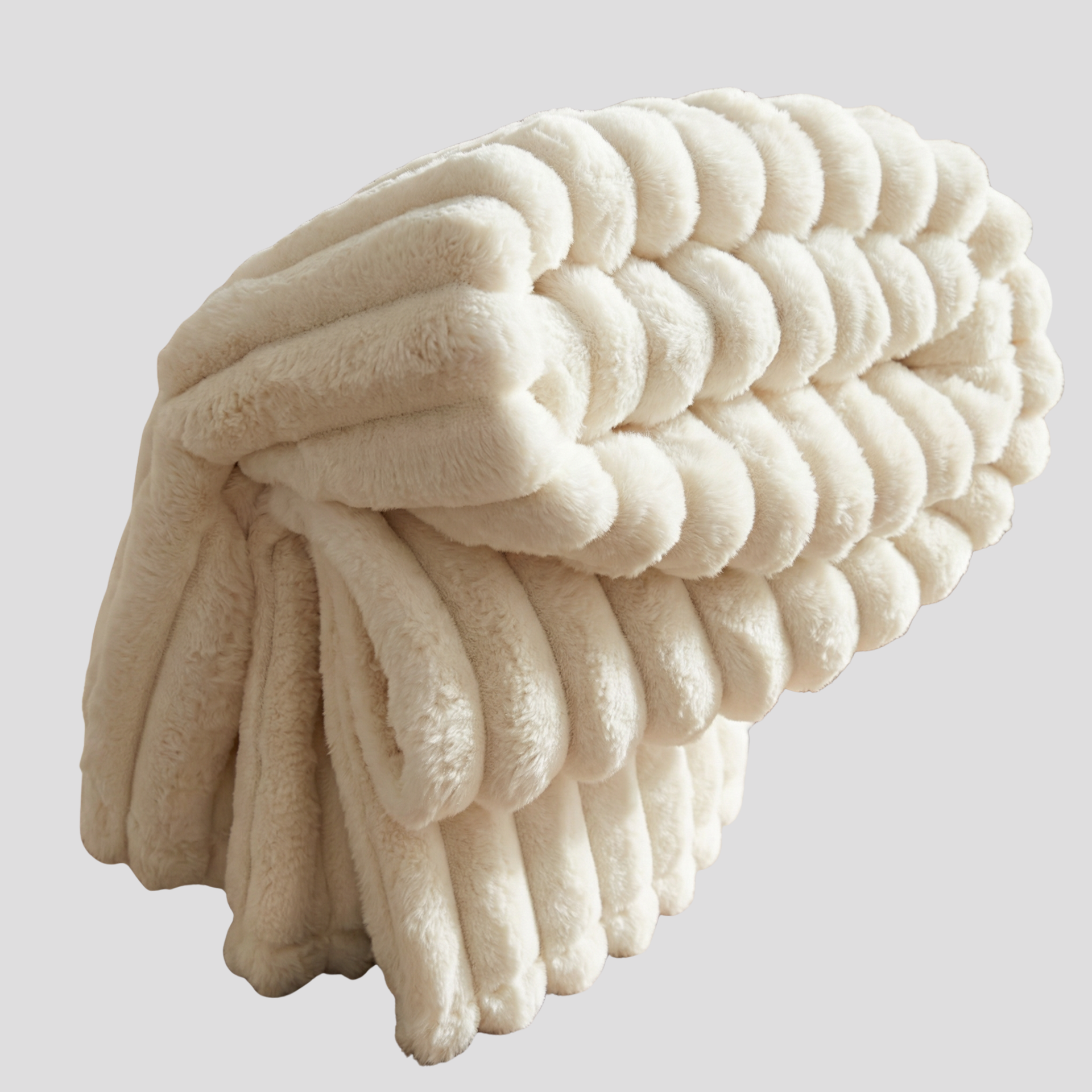 Miękki koc polarowy z pluszu w kolorze białym ivory, rozmiar 100x150 cm