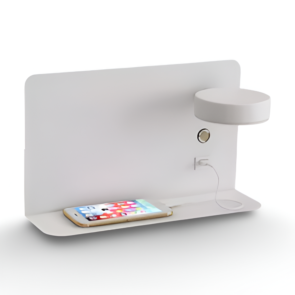 Kinkiet LED Aluminiowy z Półką i Ładowaniem USB – Nowoczesny Kinkiet Ścienny do Sypialni i Salonu, ściemnianie Trójkolorowe 11