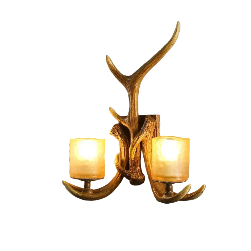 Kinkiet ścienny z poroża jelenia – Nowoczesny, rustykalny design do sypialni i salonu z eleganckim kloszem szklanym 0