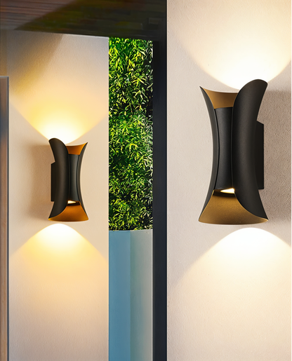 Kinkiet zewnętrzny Tornado – elegancki czarno-złoty design z dwustronnym oświetleniem do ogrodu [kinkiet zewnętrzny] 6