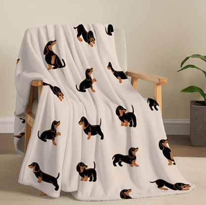 Koc dla psa z Wzorem Jamnika, Miękki Fleece 70x100cm, Idealny na Cały Rok, Przyjazny dla Zwierząt 0