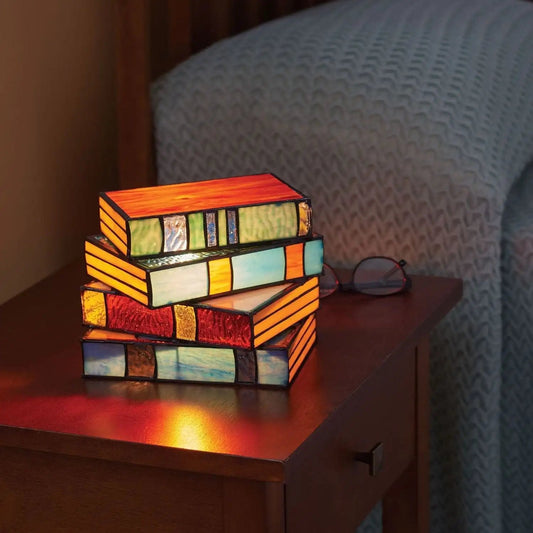 Kolorowa Lampa Książkowa IllumiBook – Ręcznie Wykonana Lampa z Witrażowym Wzorem do Czytania, 24 cm wysokości 0
