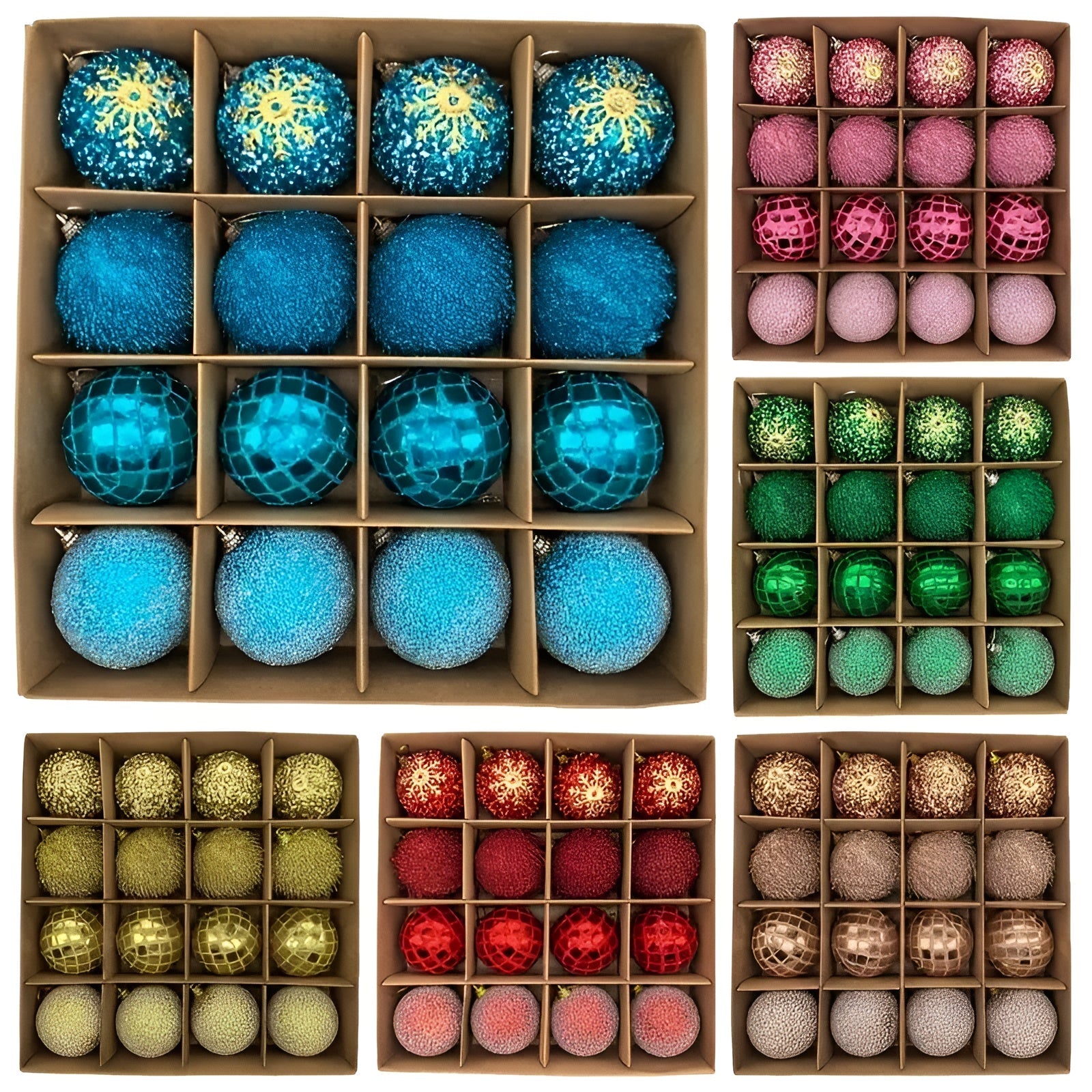 Kolorowe Bombki Choinkowe 16 Sztuk Ø 6 cm – Plastikowe Ozdoby Choinkowe na Święta 1