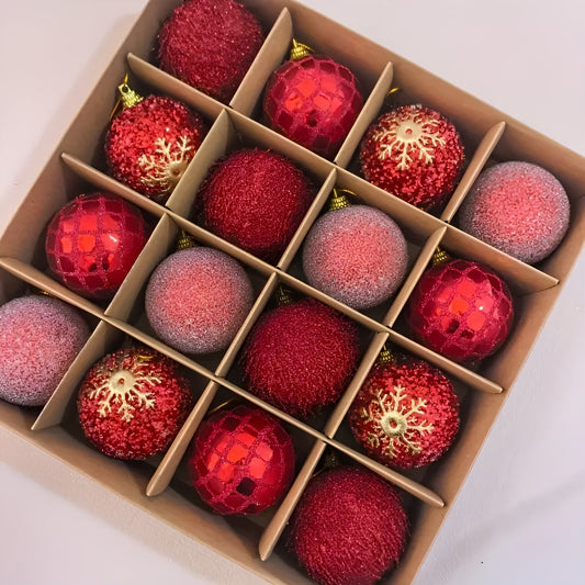 Kolorowe Bombki Choinkowe 16 Sztuk Ø 6 cm – Plastikowe Ozdoby Choinkowe na Święta 8