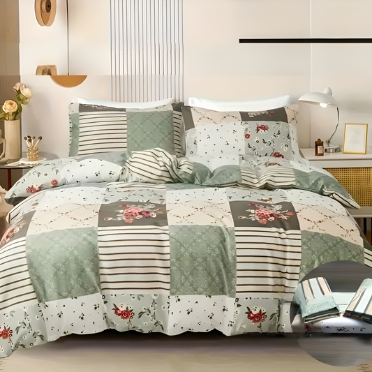 Komplet pościeli bawełnianej 160x200 – Elegancki zestaw z kwiatowym wzorem do sypialni, komfortowy i stylowy dodatek 0