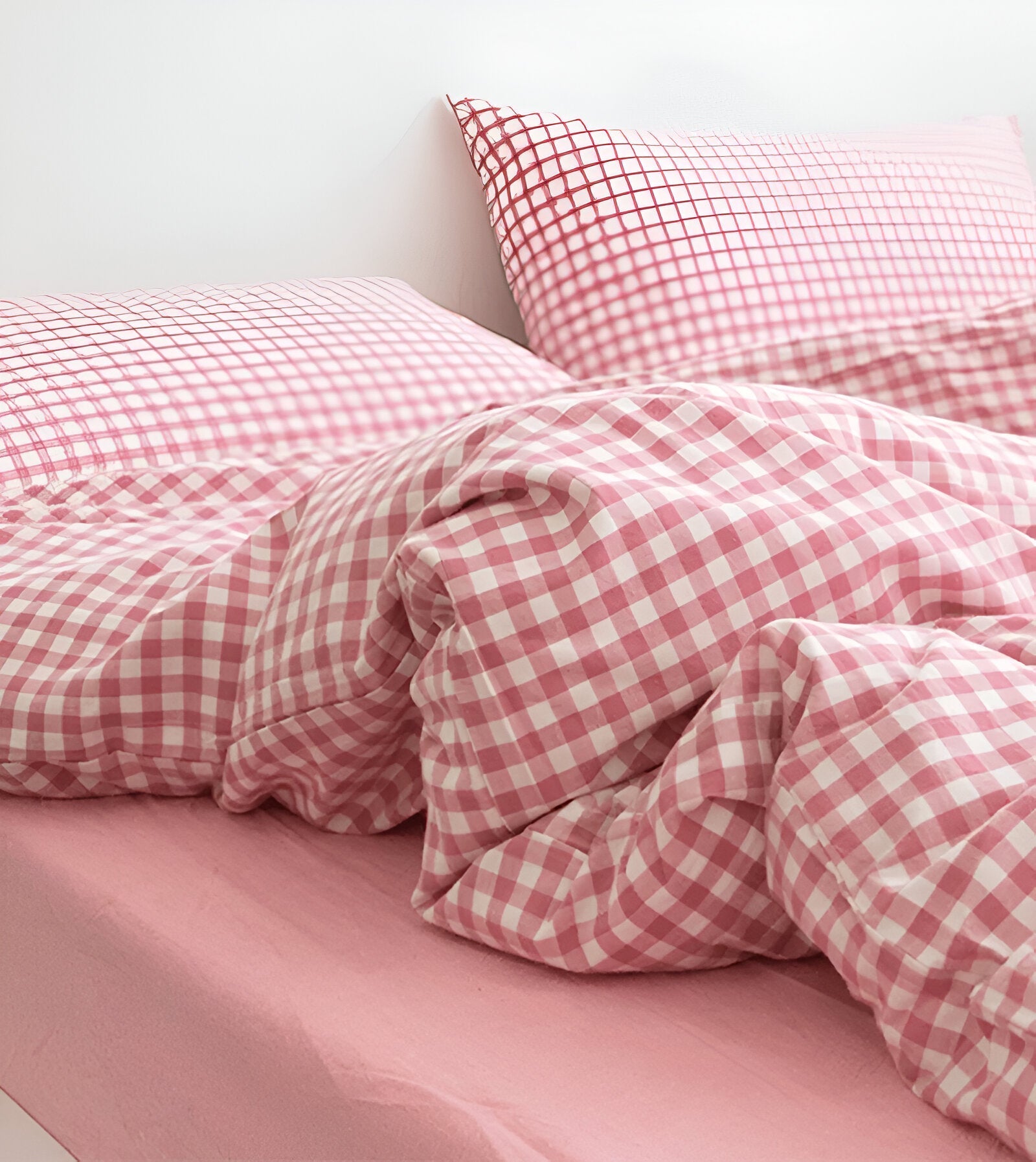 Komplet pościeli bawełnianej 180x200 – Elegancki zestaw w kratkę Gingham, idealny na każdą porę roku 11