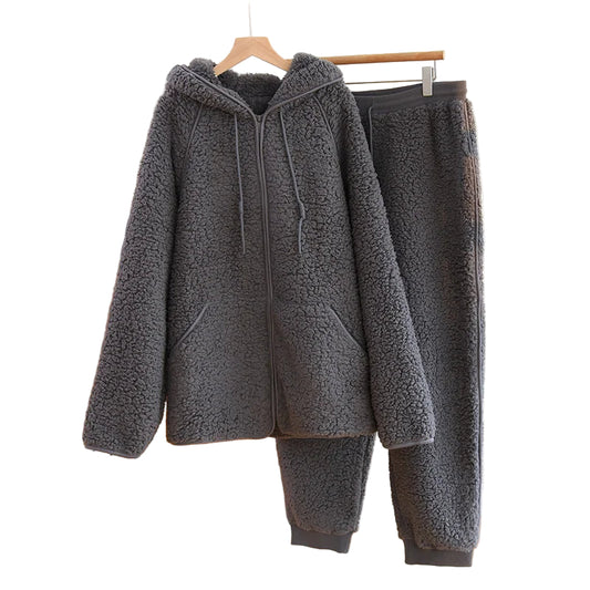 Koralowy Zestaw Piżam dla Kobiet – Ciepły i Przytulny Komfort na Zimowe Noce 0