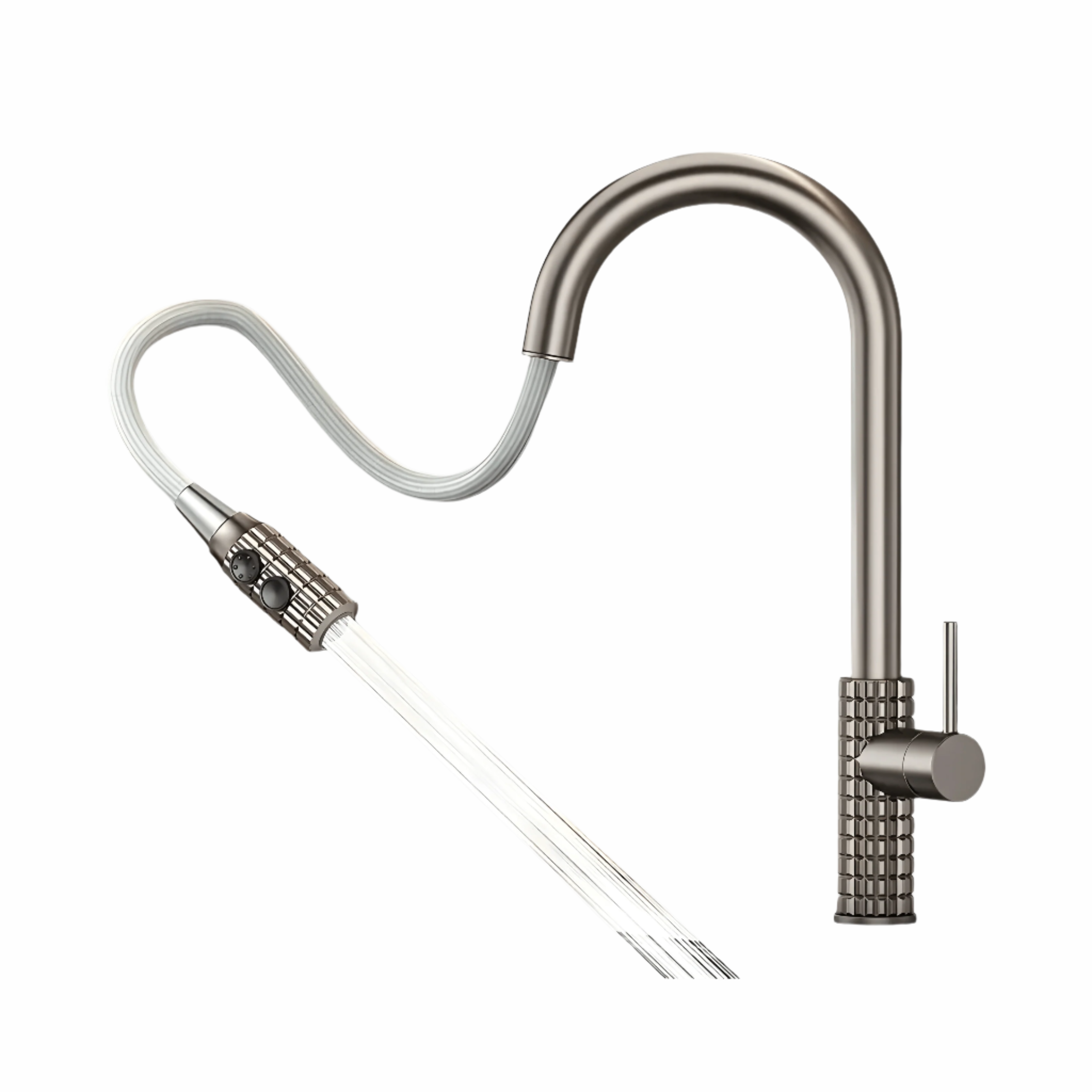 Kran kuchenny z wyciąganą słuchawką – Elegancki, funkcjonalny mosiężny model z wysokim łukiem do każdej kuchni 1